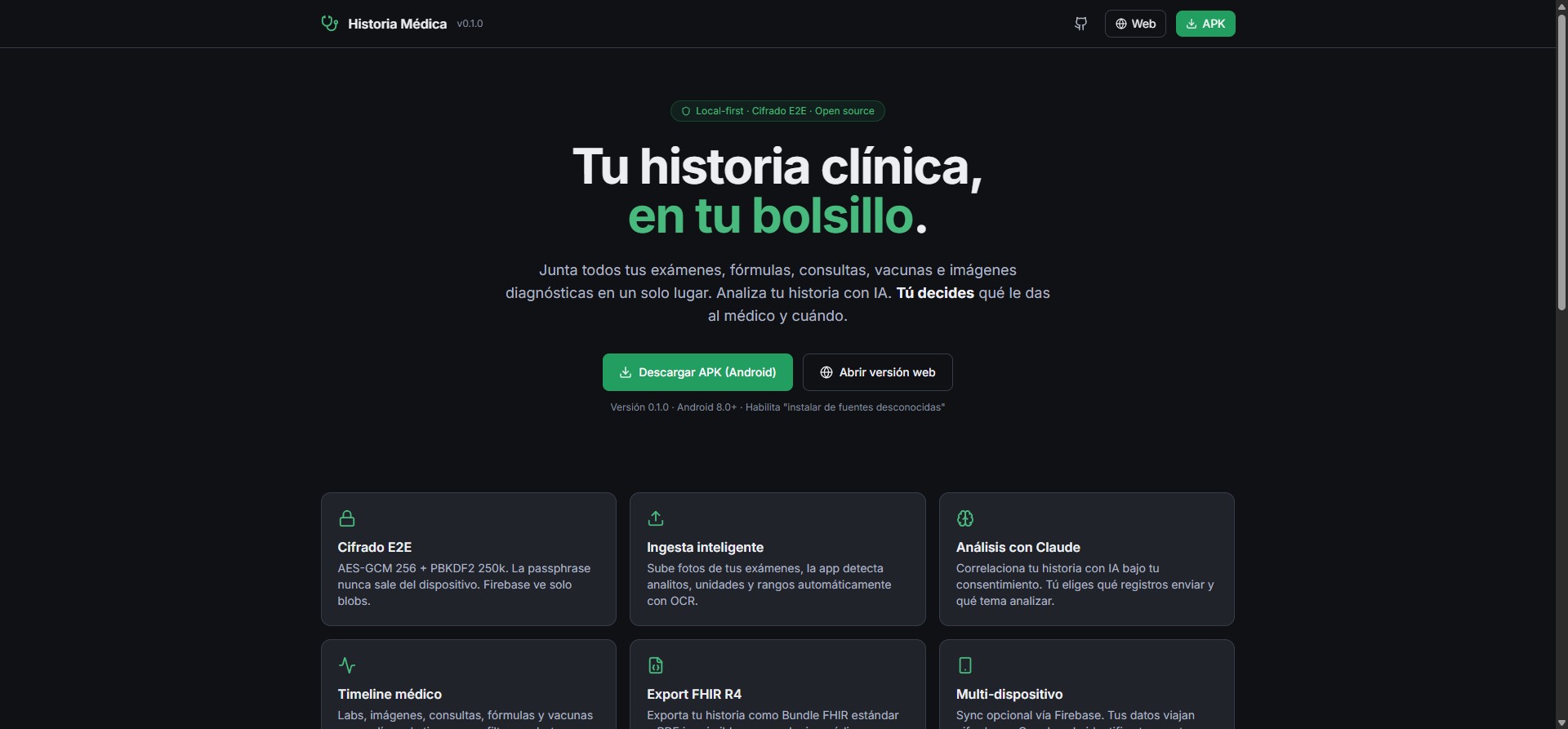 Historia Médica — landing