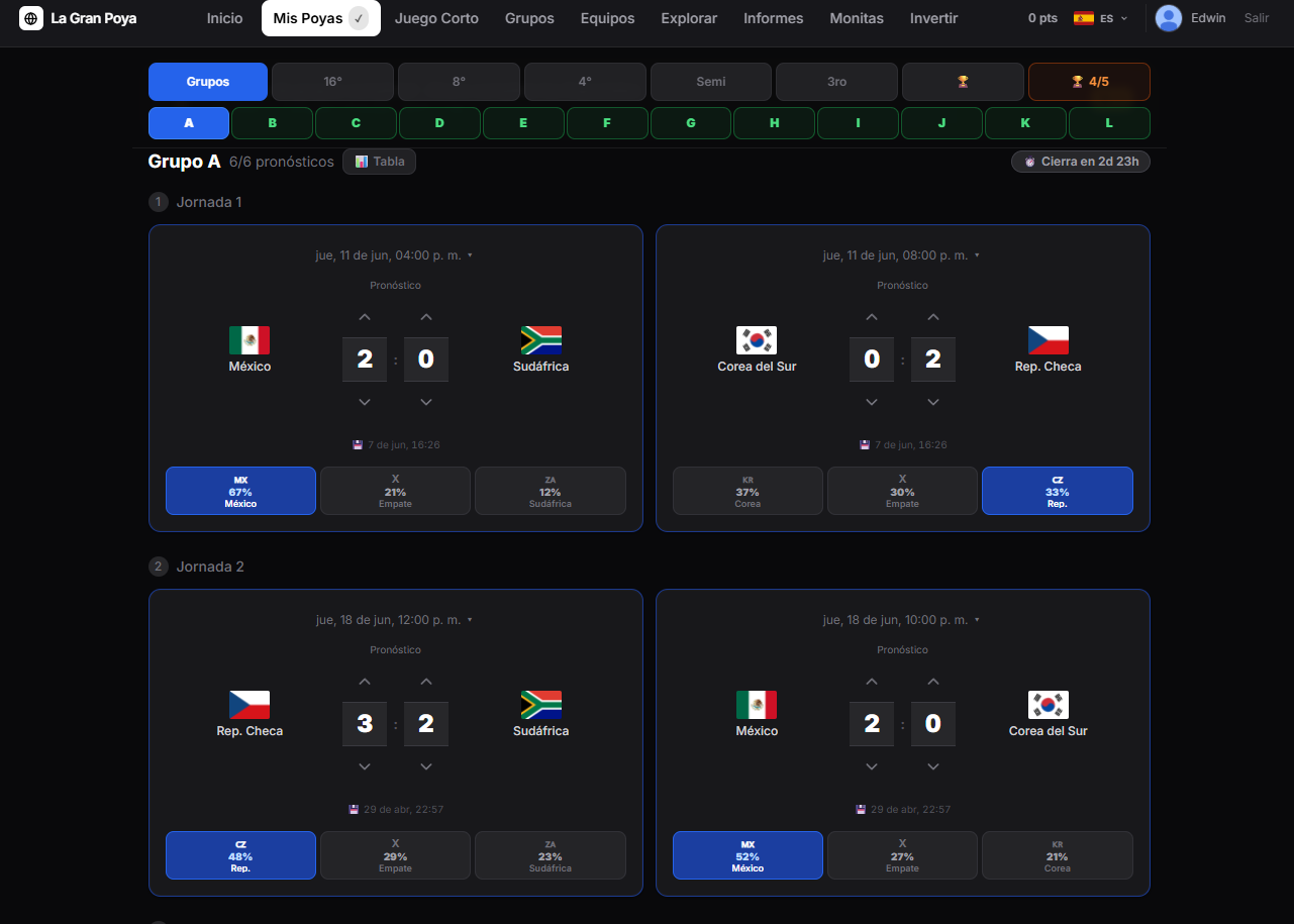 La Gran Poya — quinielas del Mundial 2026